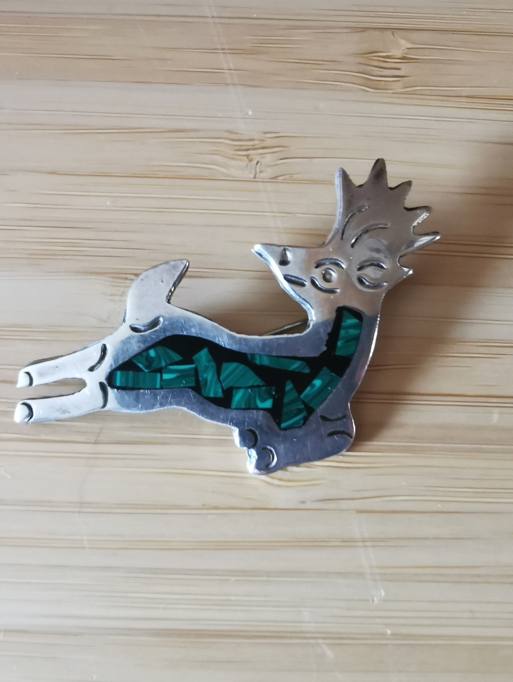 Vintage Mexico 925 Sterling Silver Abalone Deer Brooch – Folk Art Pin